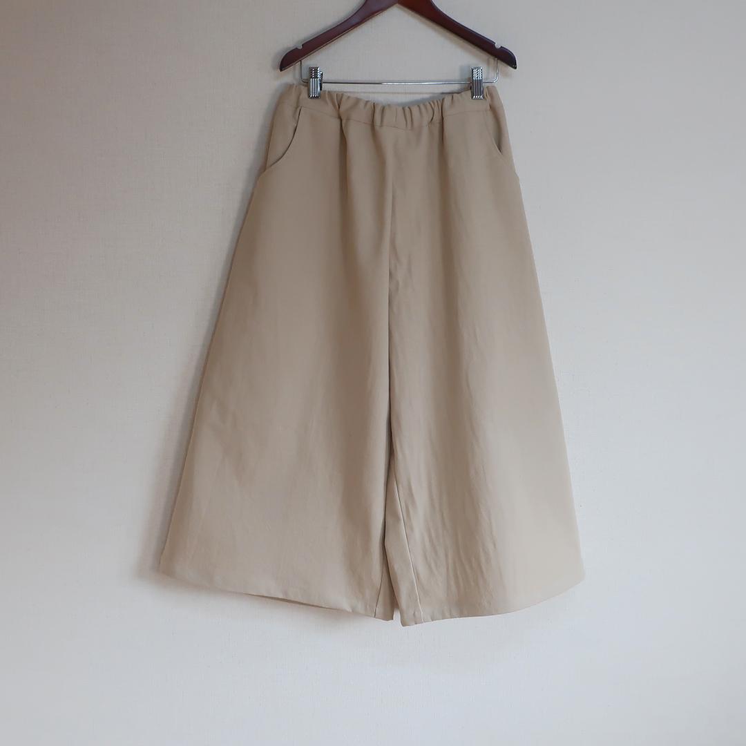 下半身カバー 春まで使える コットンデニム ハーフ丈 ガウチョパンツ（コットン／ライトベージュ） | 13枚目