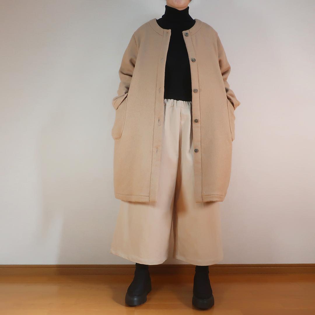 下半身カバー 春まで使える コットンデニム ハーフ丈 ガウチョパンツ（コットン／ライトベージュ） | 19枚目