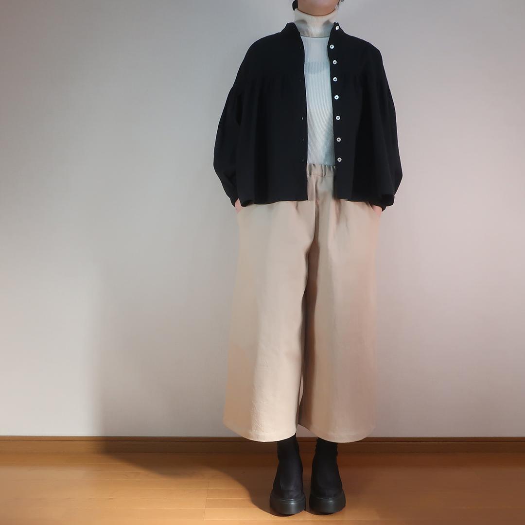 下半身カバー 春まで使える コットンデニム ハーフ丈 ガウチョパンツ（コットン／ライトベージュ） | 20枚目