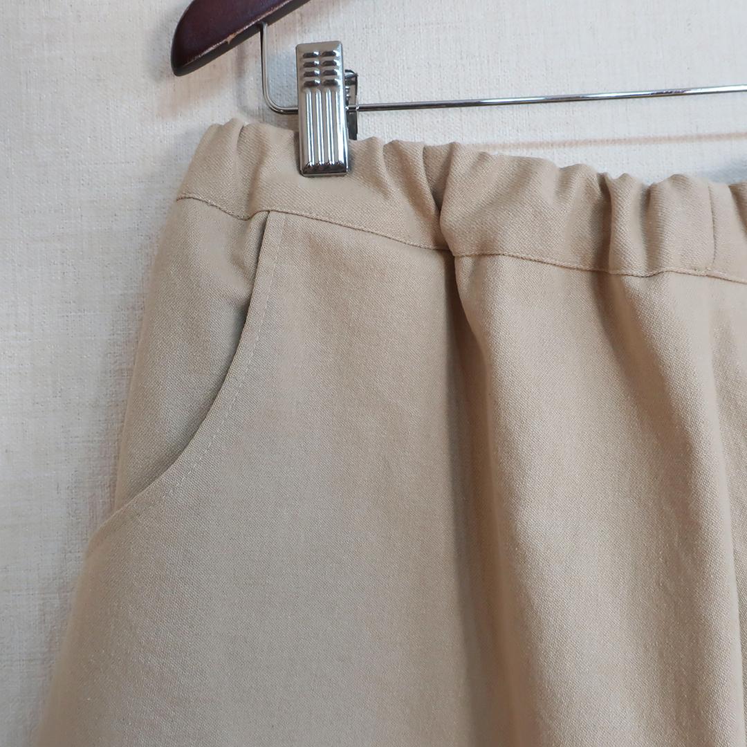 下半身カバー 春まで使える コットンデニム ハーフ丈 ガウチョパンツ（コットン／ライトベージュ） | 12枚目