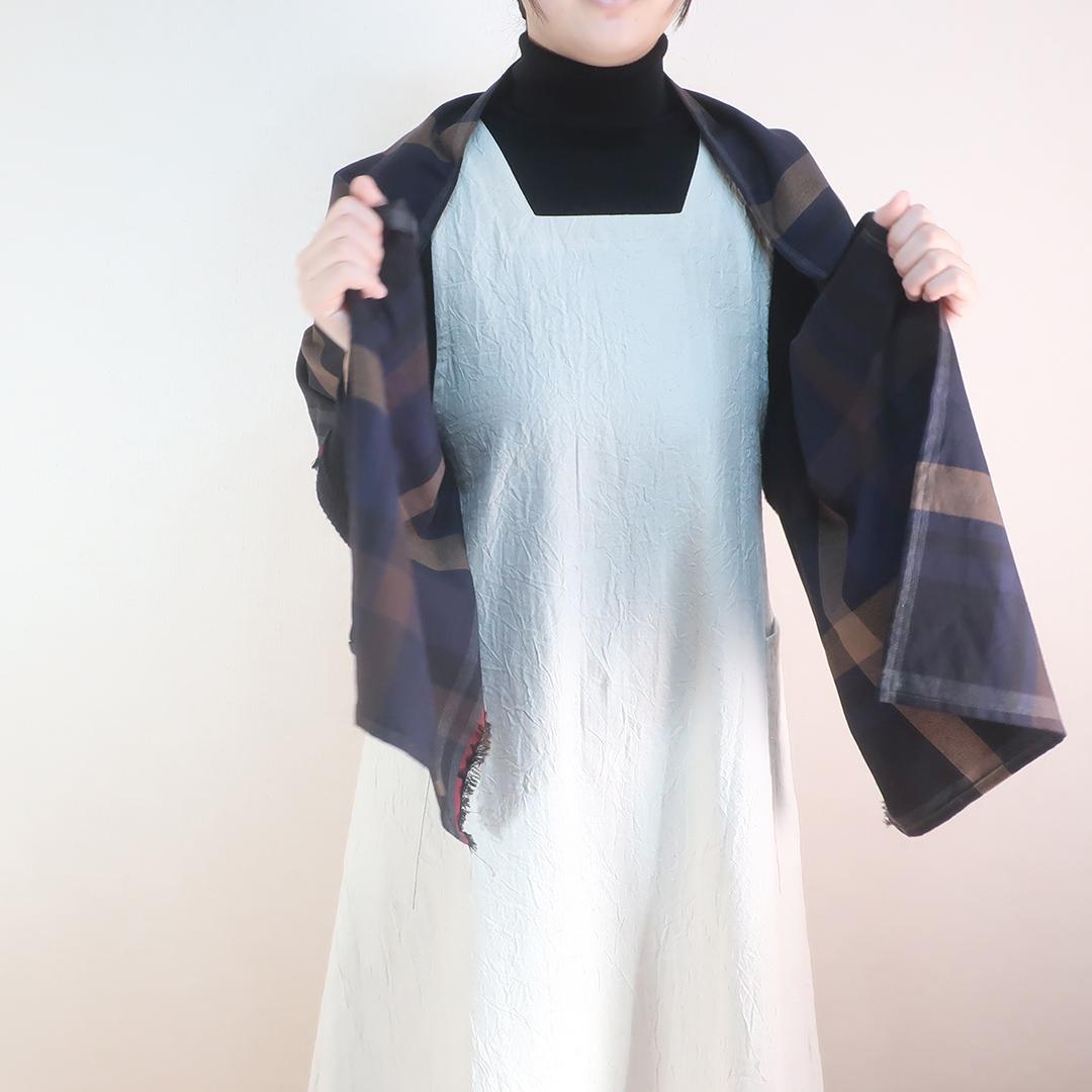 ２サイズ Ａライン スクエアネックジャンパースカート（シワ加工綿麻／全９色） | 3枚目