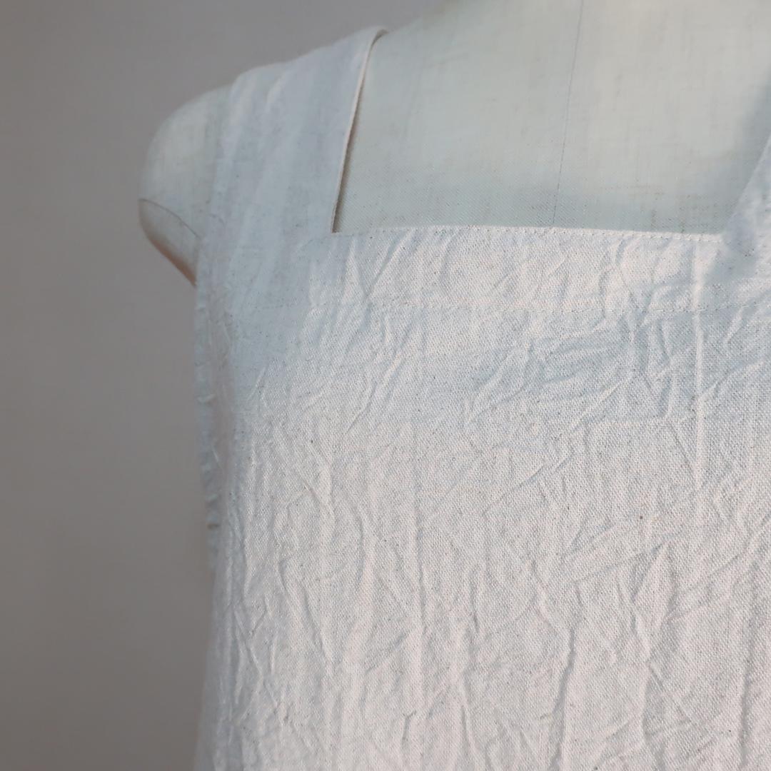 ２サイズ Ａライン スクエアネックジャンパースカート（シワ加工綿麻／全９色） | 20枚目