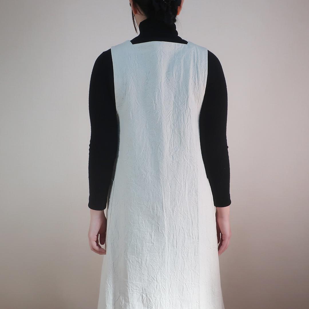 ２サイズ Ａライン スクエアネックジャンパースカート（シワ加工綿麻／全９色） | 19枚目