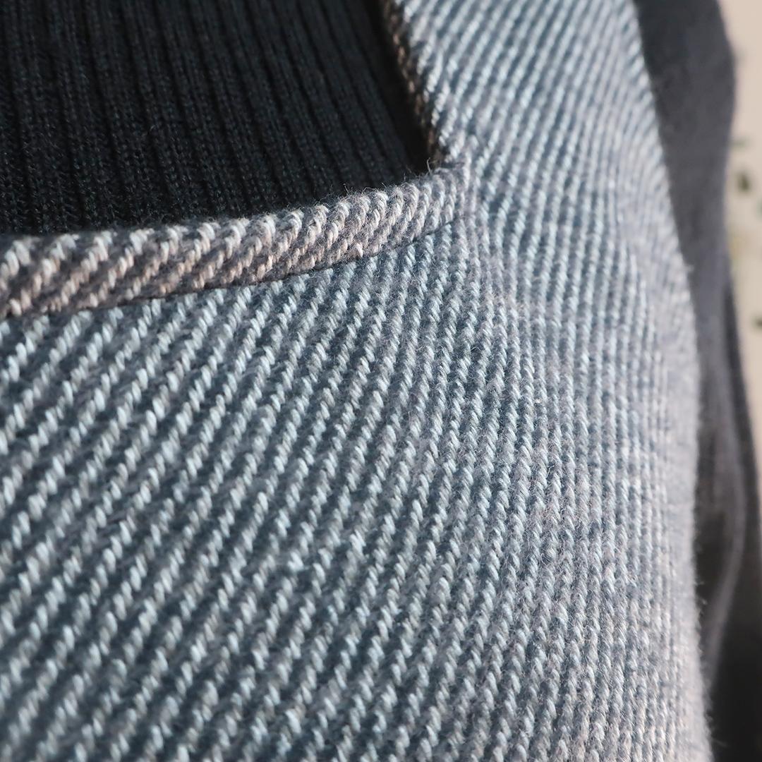 入・卒業式にも 春先まで ハイウエスト スクエアネックタックジャンパースカート（コットンツイード／グレー） | 18枚目