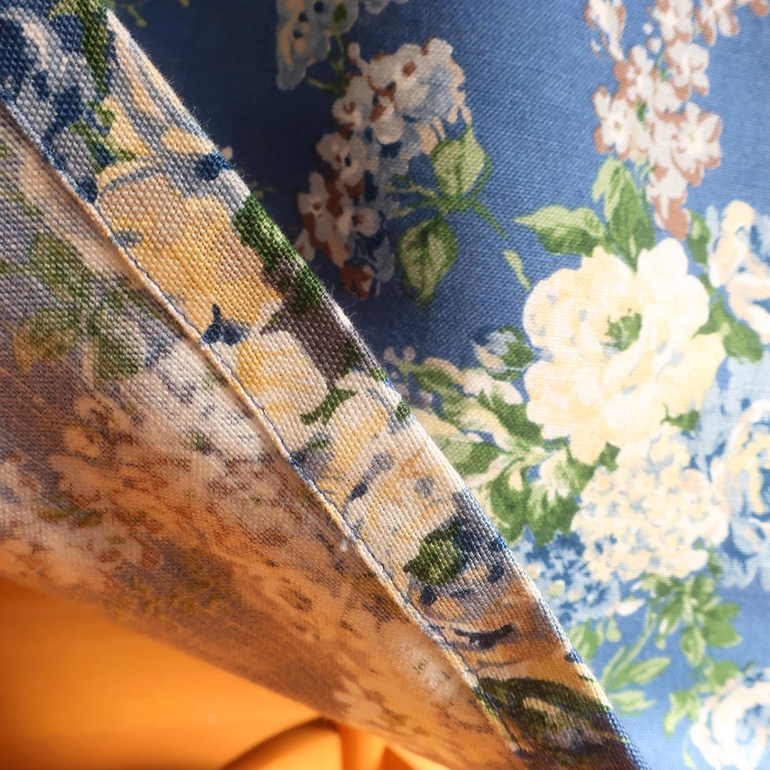 爽やかブルーの花柄Ａライン スクエアネックジャンパースカート（コットン／ブルー花柄） | 19枚目