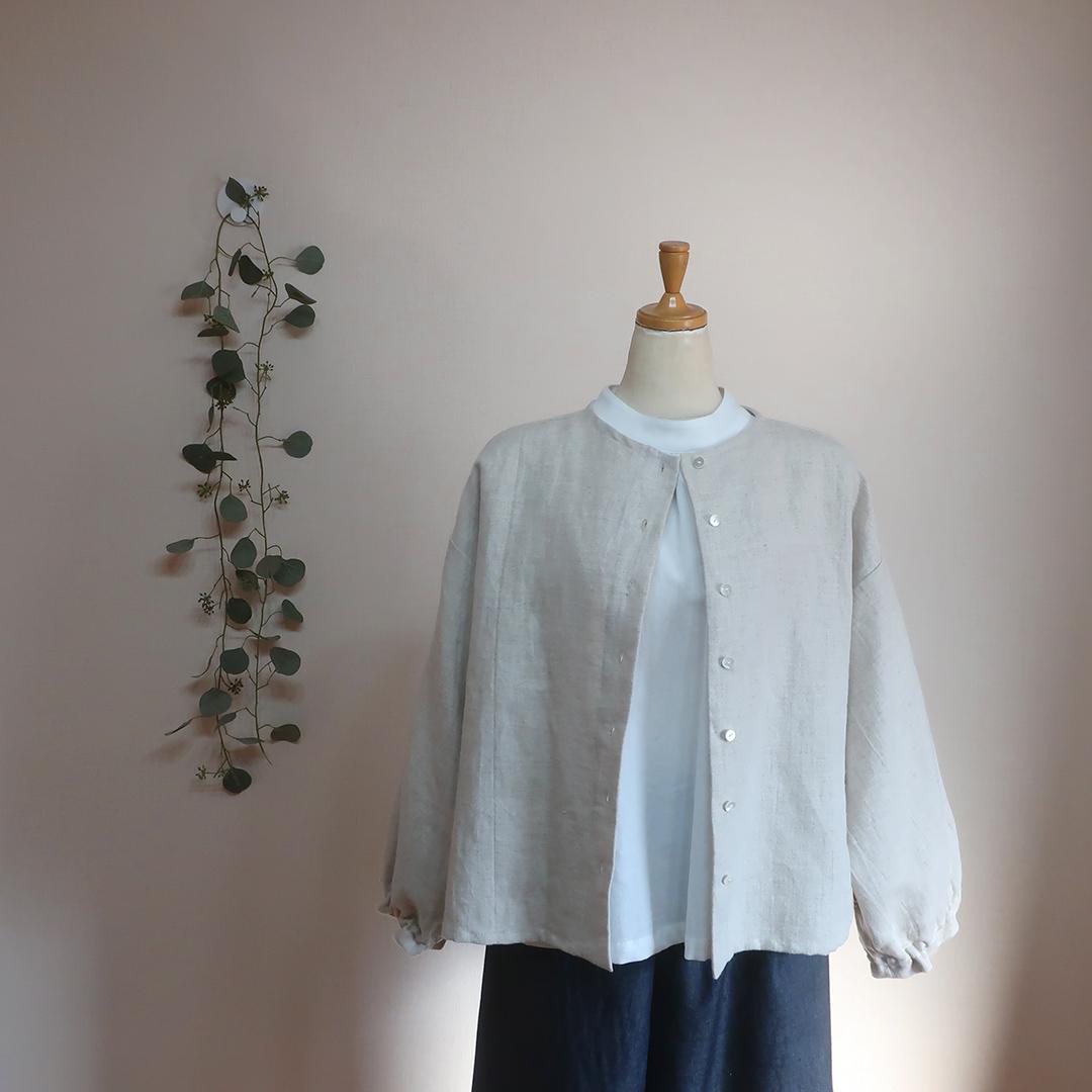 ゆったりサイズ 春のナチュラルカラー 2WAY ジャケットブラウス（綿麻／ナチュラル）