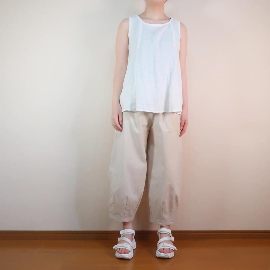 丈夫な綿麻 足のライン隠れる 美脚 ゆったり サーカスパンツ（綿麻／全３色） | 17枚目