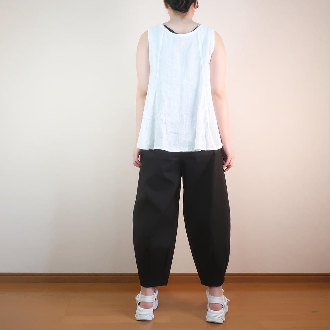 丈夫な綿麻 足のライン隠れる 美脚 ゆったり サーカスパンツ（綿麻／全３色） | 19枚目