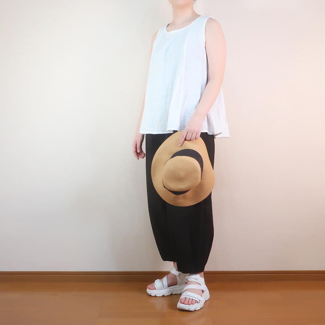 丈夫な綿麻 足のライン隠れる 美脚 ゆったり サーカスパンツ（綿麻／全３色） | 20枚目