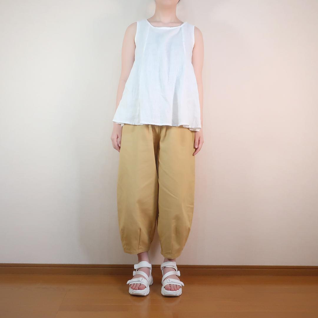 丈夫な綿麻 足のライン隠れる 美脚 ゆったり サーカスパンツ（綿麻／全３色） | 8枚目