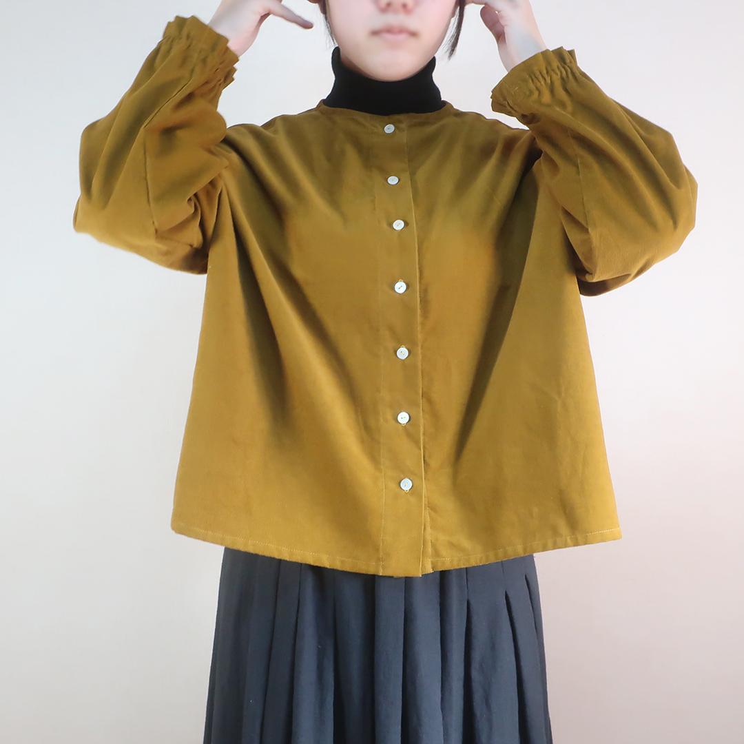 冬のカジュアル 春まで使える 細畝コーデュロイ ２ＷＡＹジャケットブラウス（コットン／５色）1枚目の画像