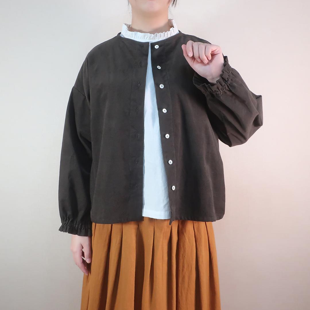 冬のカジュアル 春まで使える 細畝コーデュロイ ２ＷＡＹジャケットブラウス（コットン／５色） | 2枚目