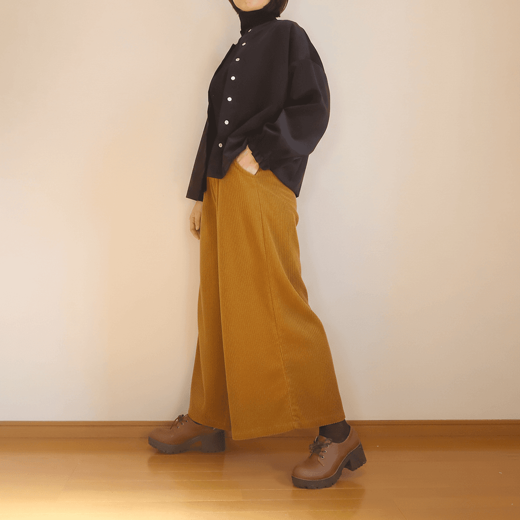 冬の美脚パンツ 春まで使える 細畝コーデュロイ フレアパンツ（コットン／５色） | 17枚目