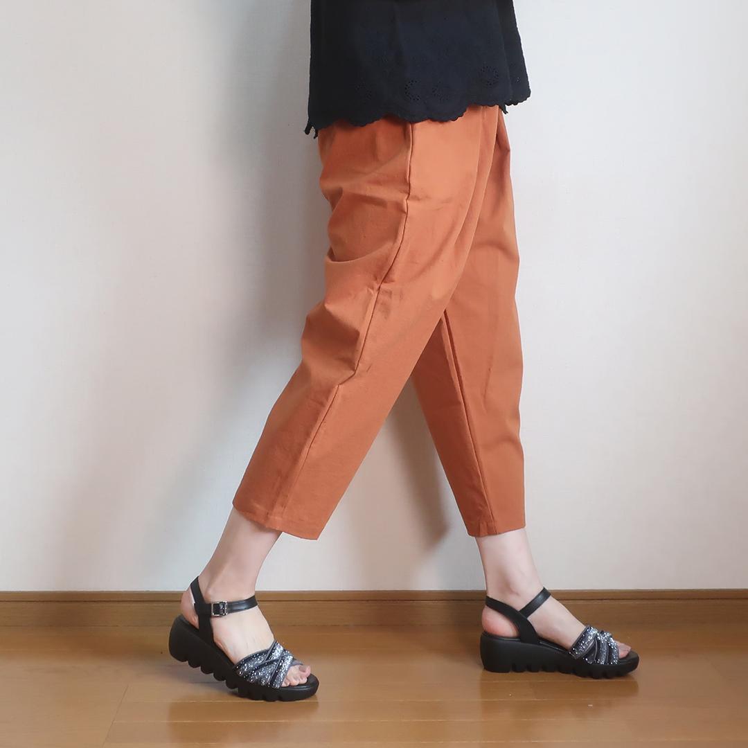 仕事も遊びもこれ1本 ヒップゆったり 夏向けコットン タックパンツ(コットン/全4色) | 19枚目