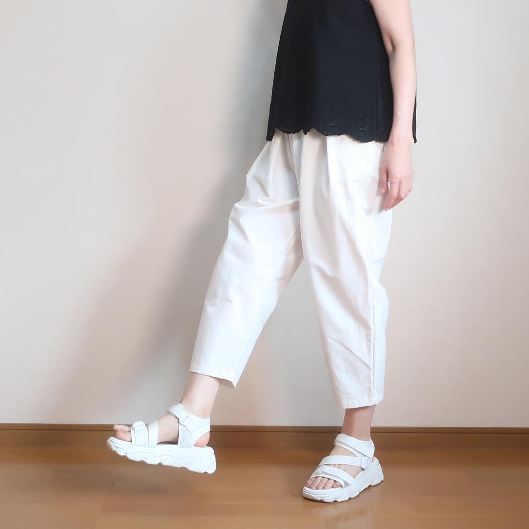 仕事も遊びもこれ1本 ヒップゆったり 夏向けコットン タックパンツ(コットン/全4色) | 4枚目