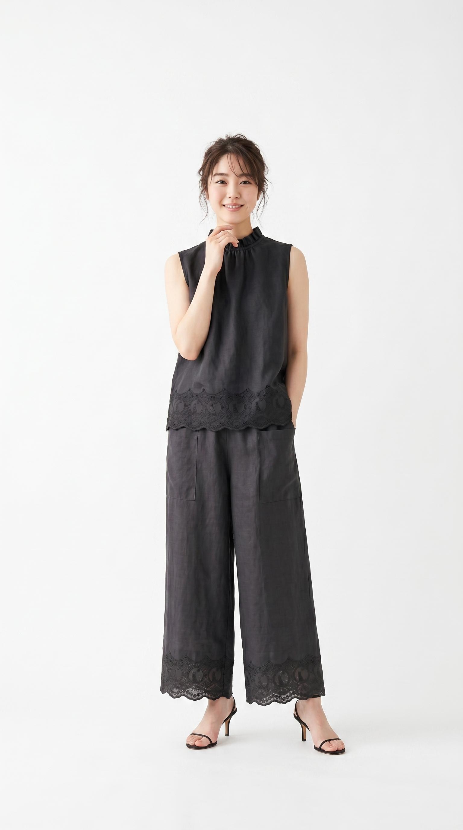 猫柄スカラップ 大人可愛い 夏のペチパンツ ストレートペチパンツ(コットン/全3色) | 6枚目