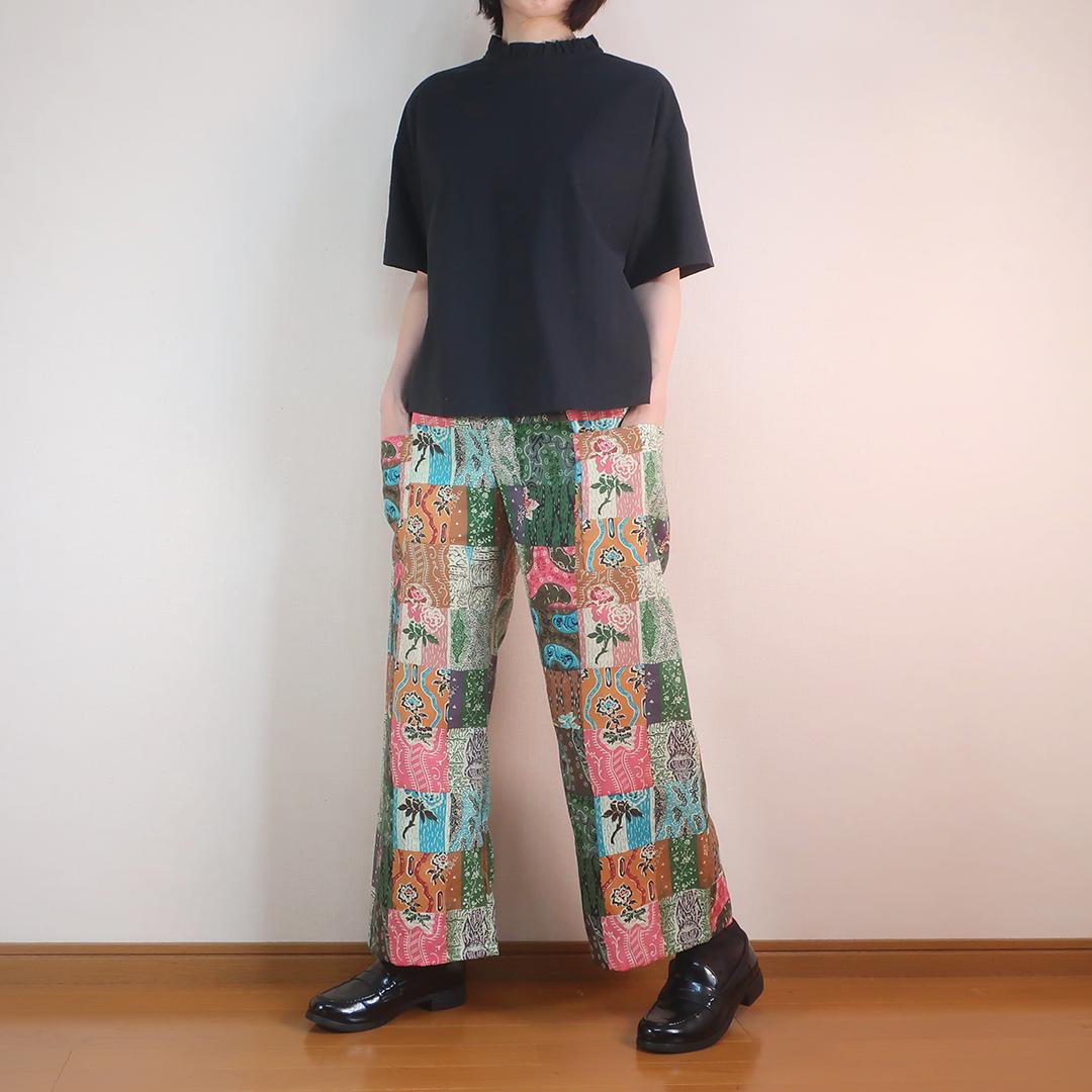 涼感リネン エキゾチックカジュアル ゆったり パッチワーク調プリントストレートパンツ(リネン/柄物) | 12枚目